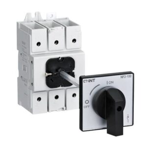 SECCIONADOR BAJO CARGA CHINT NF2 - 3 P - In:125A - Montaje: EJE PROLONGADOR A PUERTA - MANETA NEGRA