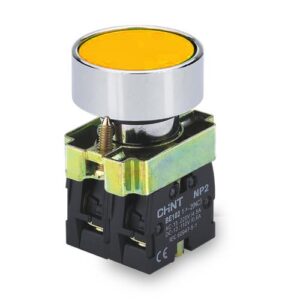 PULSADOR DE CUERPO METALICO DE 22 MM AMARILLO CON CONTACTO NA