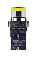 PULSADOR LUMINOSO DE CUERPO METALICO DE 22 MM AMARILLO CON LED 24V Y CONTACTO NA