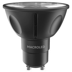 DICROICA MACROLED ALUMINIO NEGRA COB GU10 6.5W DIM AC180-265V 12° FP>0.8 2700K 600LM