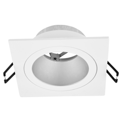 ARTEFACTO DE EMBUTIR CUADRADO ANTIDESLUMBRANTE DICRO X1 FIJO ALUMINIO BLANCO-CROMO, CON CONECTOR GU10