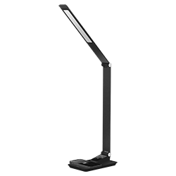 LAMPARA LED VELADOR NEGRO, 10W 520LM, AC100-240V, RA>80, 5 TEMP COLOR, DIMEABLE, CARGADOR RAPIDO INALAMBRICO, SALIDA USB, MEMORIA ULTIMA FUNCION