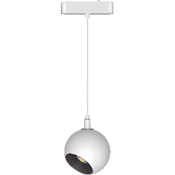 COLGANTE ESFERICO FOCAL BLANCO PARA RIEL MAGNETICO SKYLINE ø100MM MACROLED, DC48V, 12W, 2700K, 24°, RA>90