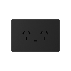 TOMACORRIENTE DOBLE Y USB-C MONACO NEGRO MACROLED, AC 250V, 10A MAX. 1 USB-C DE 20W, BASTIDOR METALICO