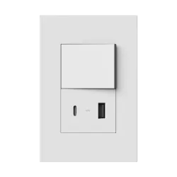 TECLA Y USB LIMA BLANCO, MACROLED, 1 CANAL, 1 VIA, AC250V, 10A MAX. 1USB A Y 1USB C DE 30W