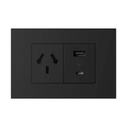 TOMACORRIENTE BI-NORMA Y USB LIMA NEGRO, MACROLED, AC250V, 10A MAX. 1USB A Y 1USB C DE 30W