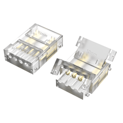 INTERCONECTOR CABLE A TIRA MACROLED, PARA TIRAS COB 10MM, 4 PINES, TRANSPARENTE