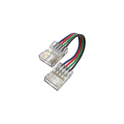 INTERCONECTOR TIRA A TIRA CON CABLE MACROLED, PARA TIRAS COB 10MM, 4 PINES, TRANSPARENTE, CABLE 10CM