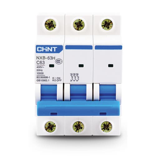 Int. Termomagnético CHINT NXB-63H, In:50A, Icn:10kA, Curva C, 3-polos