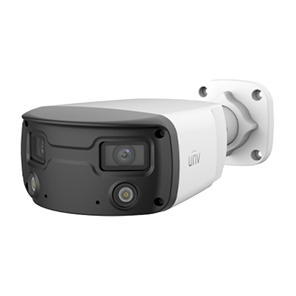 CÁMARA IP PRIME TIPO BULLET DOBLE LENTE A 180°, RESOLUCION 4MPX LENTE FIJO 4,0MM CARACTERISTICAS DWDR, IP67 COLORHUNTER