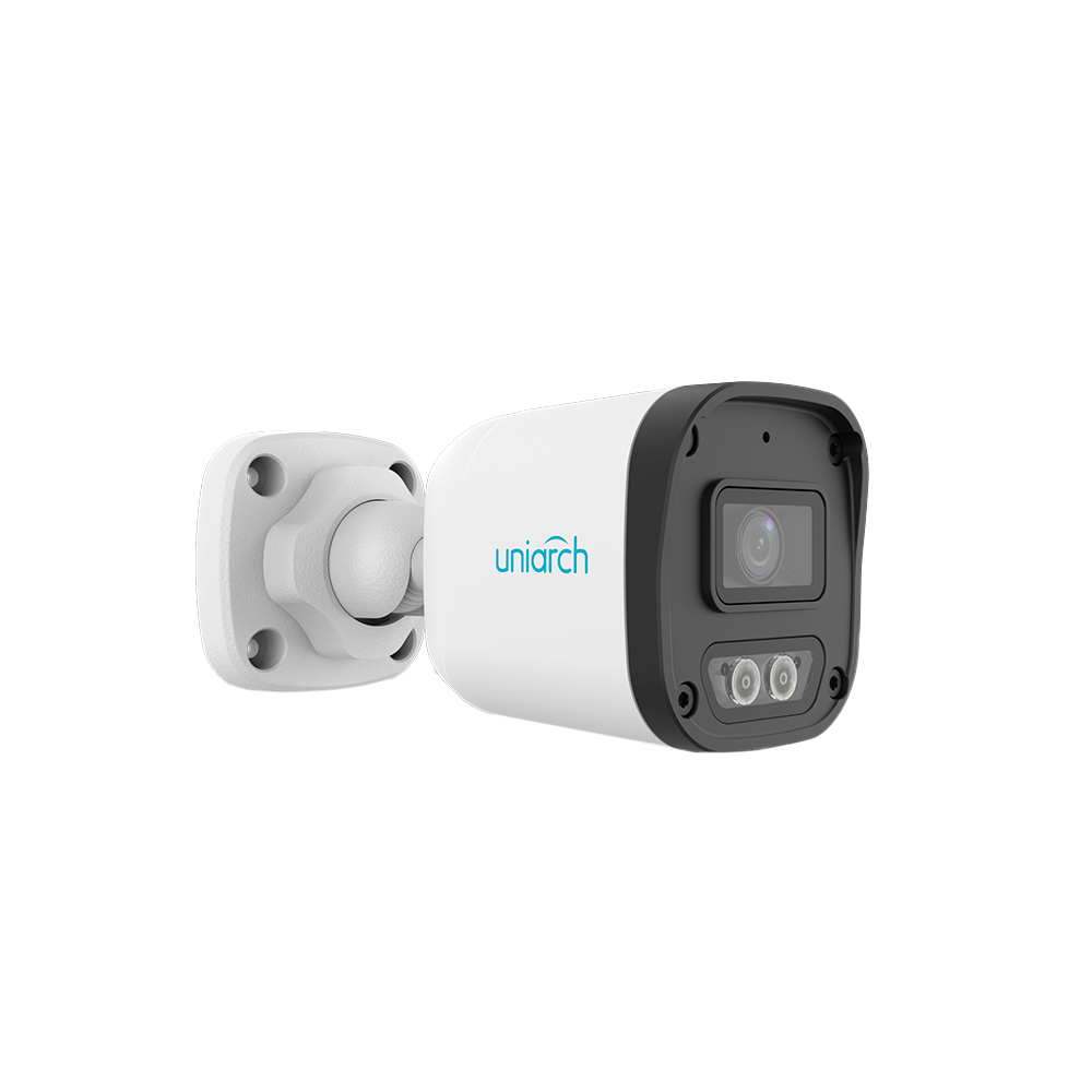 CAMARA IP UNIARCH TIPO BULLET RESOLUCION 2MPX LENTE FIJO 2,8MM CARACTERISTICAS, POE, DWDR, DUAL IR 30M, LED COLOR 15M, IP67, HLC