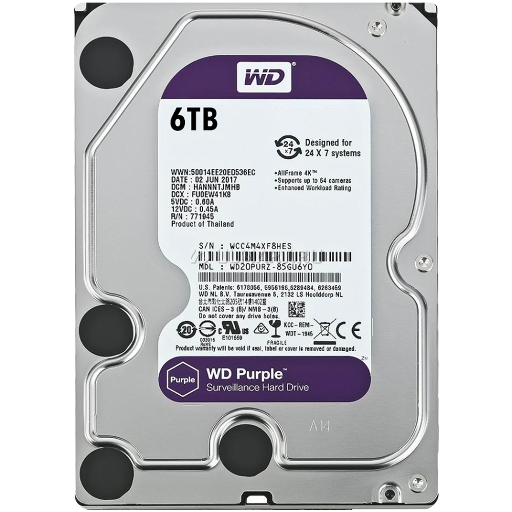 ALMACENAMIENTO DISCO RIGIDO WD TIPO HDD LINEA PURPLE CAPACIDAD 6TB