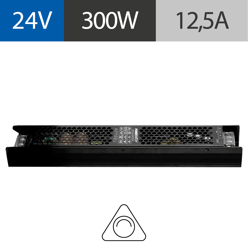 FUENTE LED SLIM DIMERIZABLE POWERSWITCH, 24V, 300W, TRIAC, 0-10V, IP20