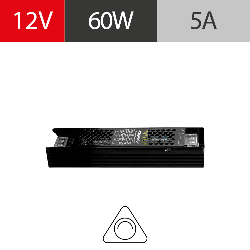FUENTE LED SLIM DIMERIZABLE POWERSWITCH, 12V, 60W, TRIAC, 0-10V, IP20