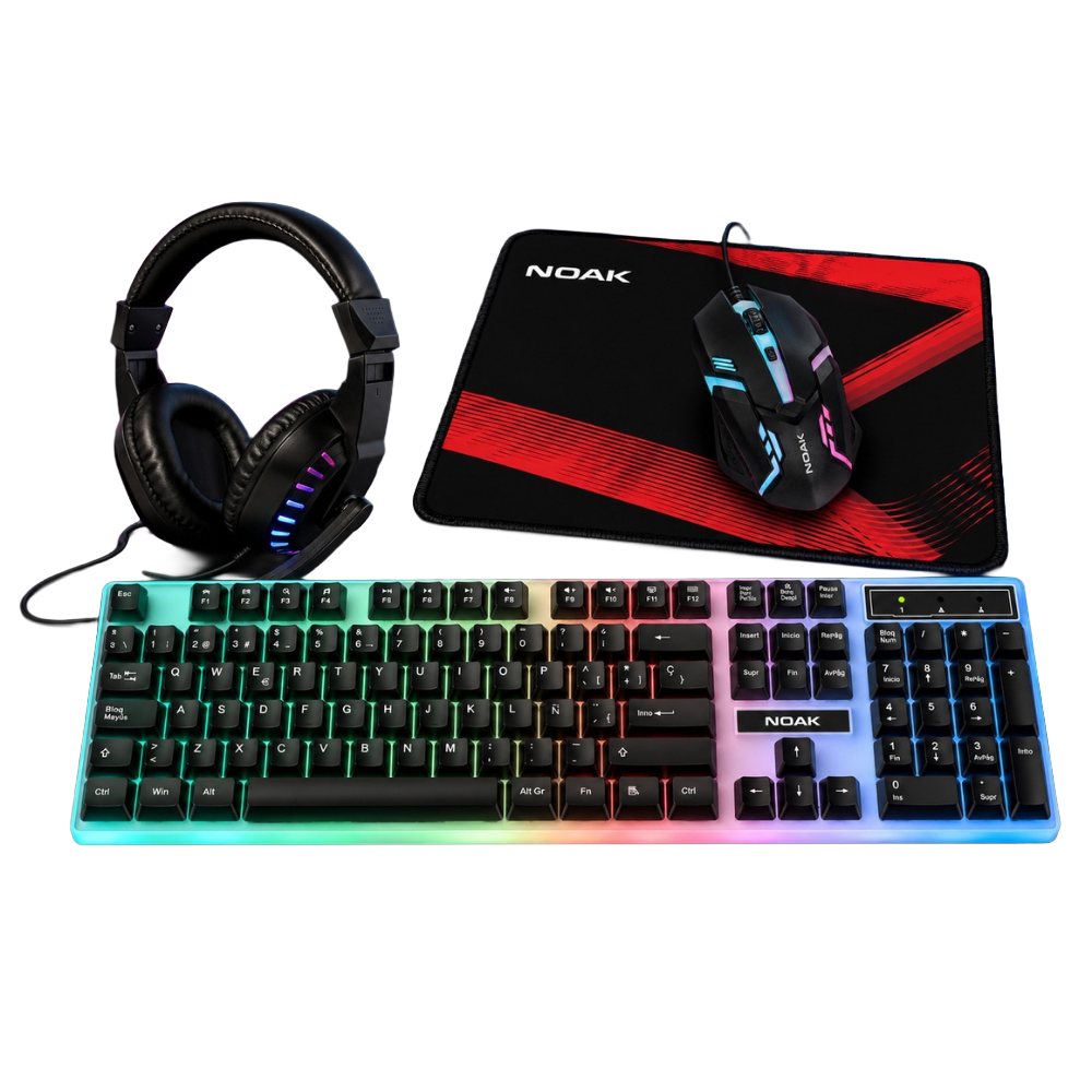 COMBO GAMER 4 EN 1 NOAK TROOPER TECLADO MOUSE AURICULAR PAD RGB NEGRO