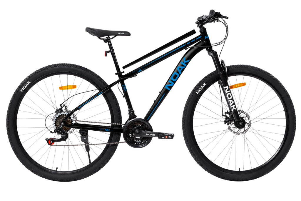 BICICLETA RODADO 29 NOAK TALLE L NEGRO Y AZUL 21V SHIMANO FRENO A DISCO SUSPENSIÓN