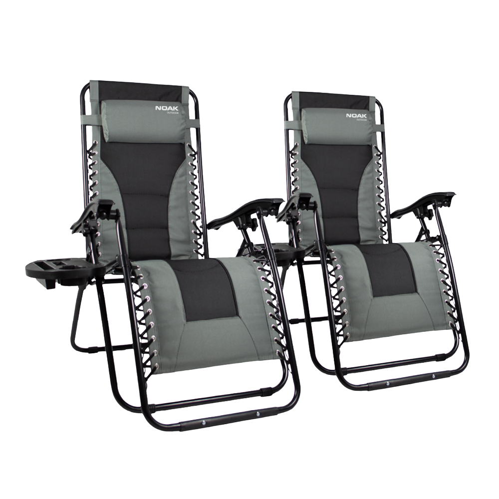 SET X2 REPOSERAS PLEGABLES NOAK ZERO GRAVITY ACERO ACOLCHADA GRIS Y NEGRO