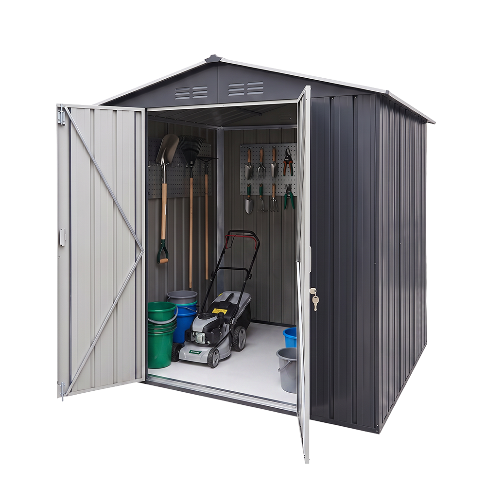 COBERTIZO DEPÓSITO NOAK 181X195X151CM NEGRO ACERO GALVANIZADO