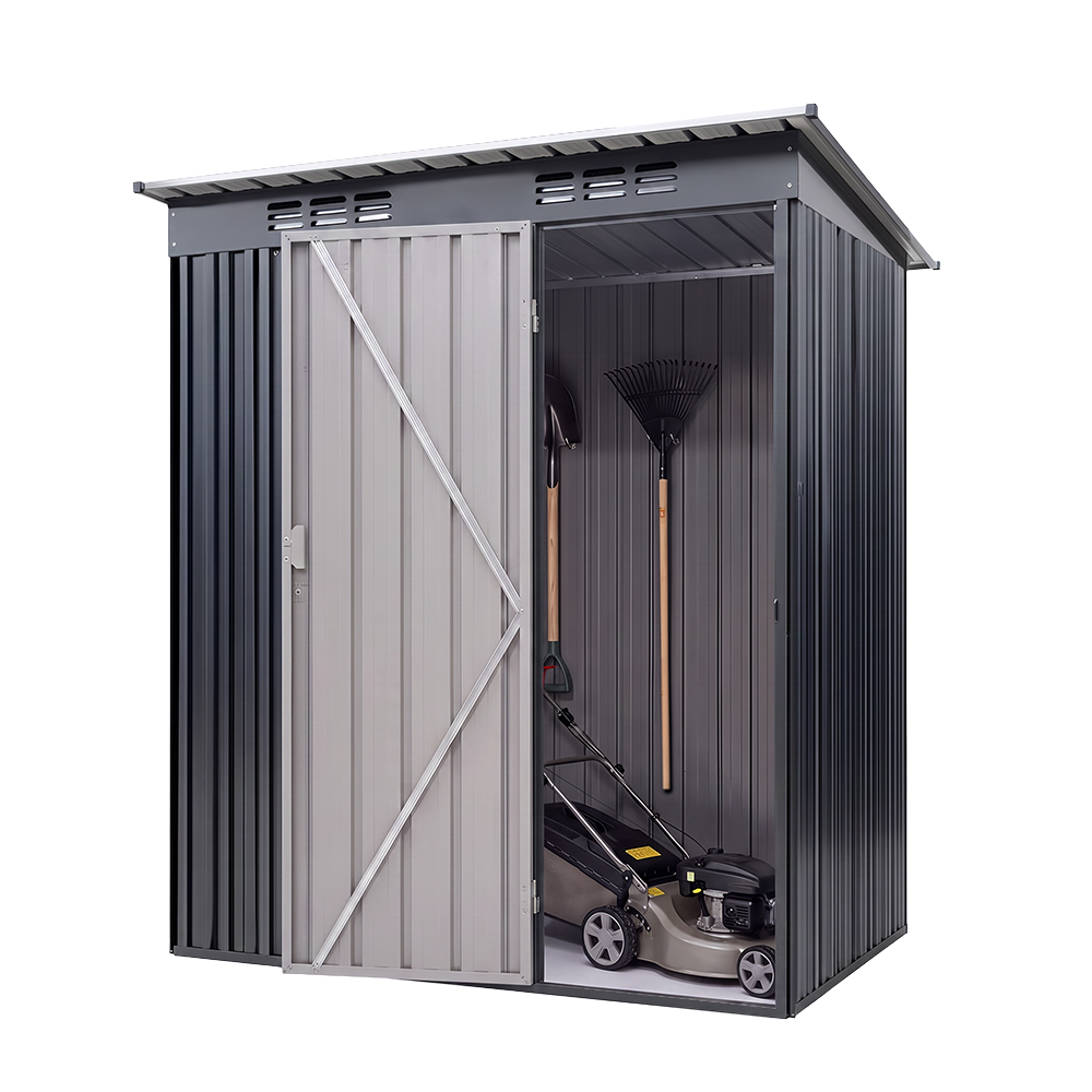 COBERTIZO DEPÓSITO NOAK 151X187X91CM NEGRO ACERO GALVANIZADO