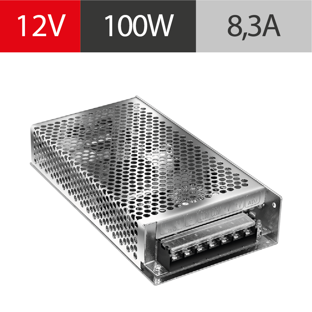 FUENTE POWERSWITCH 12V 8A GAB METALICO IP20