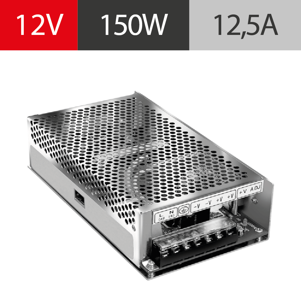FUENTE POWERSWITCH 12V 12,5A GAB METALICO IP20