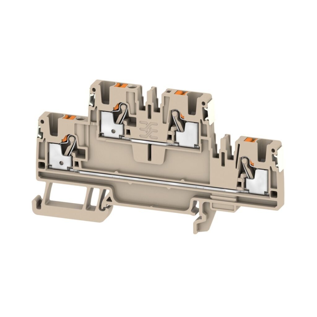 Borne de paso, Bornes de doble piso, Push-In, 2.5 mm², 800 V, 24 A, beige oscuro A2T 2.5 DL – Weidmüller