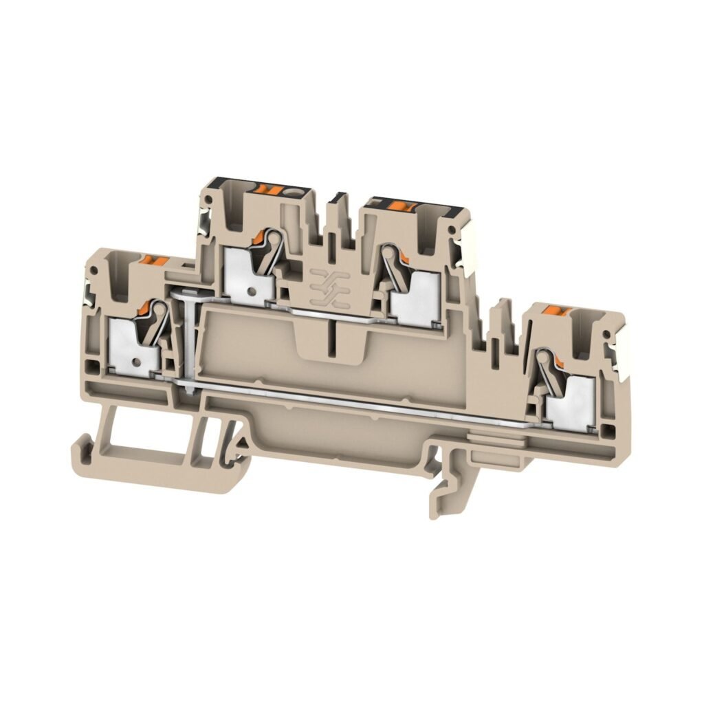 Borne de paso, Bornes de doble piso, Push-In, 2.5 mm², 800 V, 24 A, beige oscuro A2T 2.5 VL DL – Weidmüller