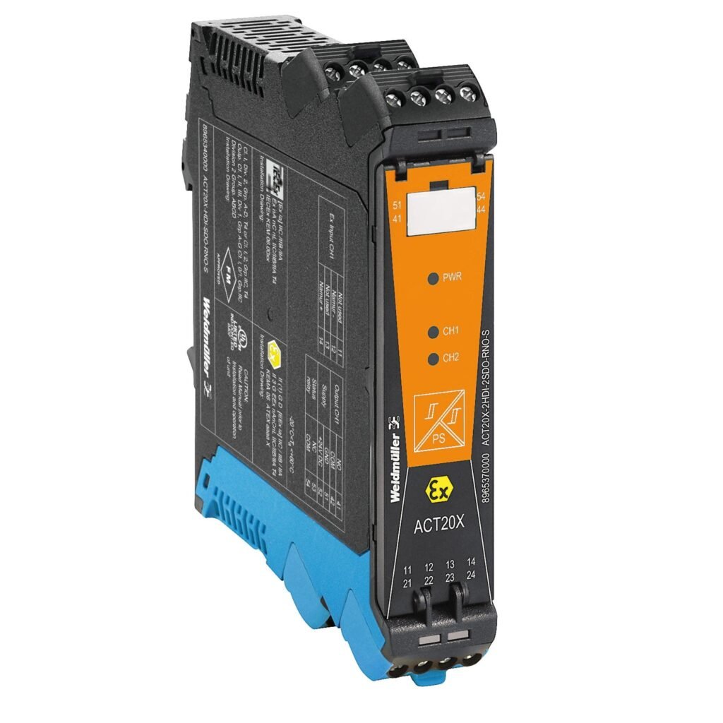 Barrera/convertidor de señal Ex, Entrada ex: sensor/interruptor NAMUR, Salida segura: relé, CNA, 2 canales ACT20X-2HDI-2SDO-RNO-S – Weidmüller