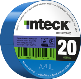 Cinta adhesiva PVC - azul 20 metros – Inteck CA-A-20