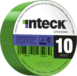 Cinta adhesiva PVC - verde 10 metros – Inteck CA-V-10