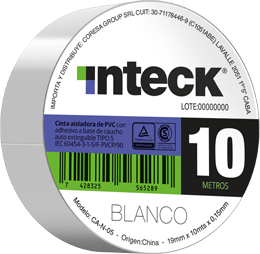 Cinta adhesiva PVC - blanca 10 metros – Inteck CA-B-10