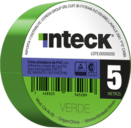 Cinta adhesiva PVC - verde 5 metros – Inteck CA-V-05