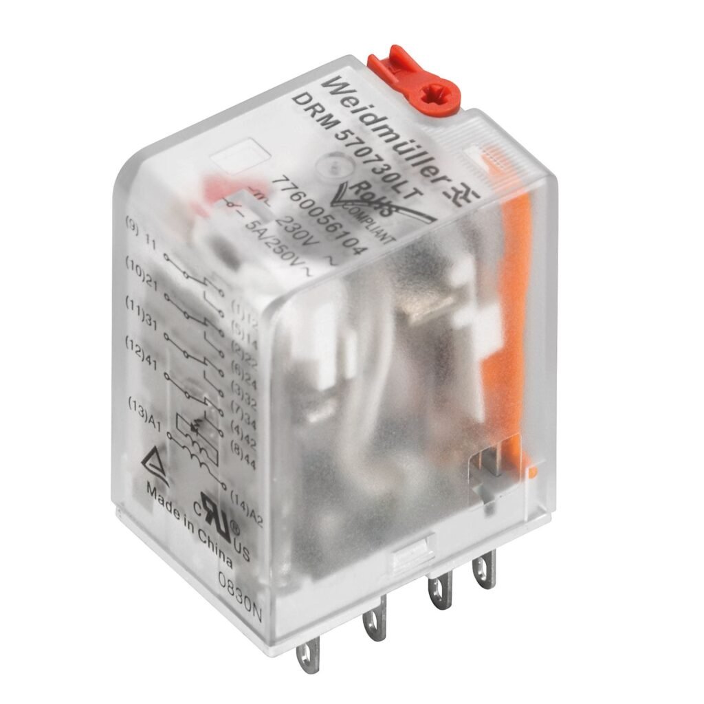 Rele 4 INV. LED+test. Un 230 V AC, In : 5 A DRM570730LT – Weidmüller