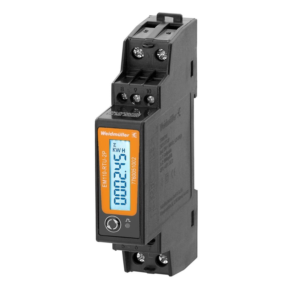 Multimedidor medición/visualización de potencia de la red monofásica, uso de CT, salida de impulso, Modbus RTU EM110-RTU-2P – Weidmüller