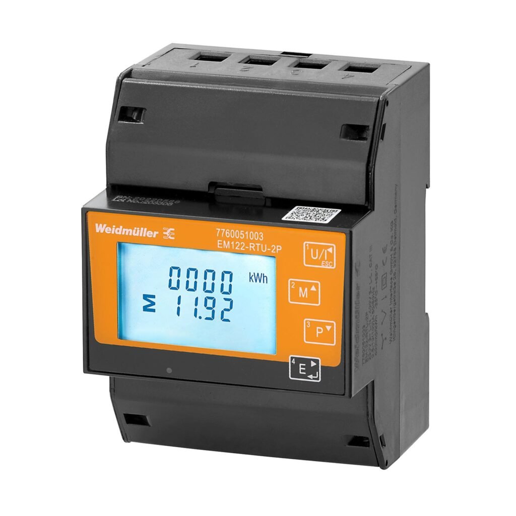 Multimedidor medición/visualización de potencia de la red monofásica, trifásica, 100 A, medición directa, salida de impulso, Modbus RTU – Weidmüller EM122-RTU-2P