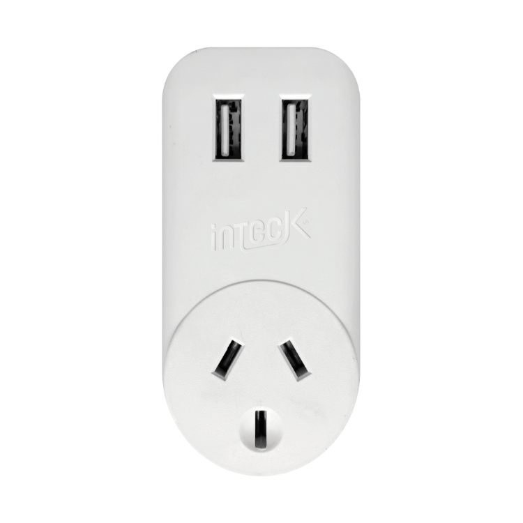 Enchufe con 2 USB, 10A 250V, AC110-230V 50/60HZ, salida DC5V 2,4A – Inteck EUSB-X2-AR
