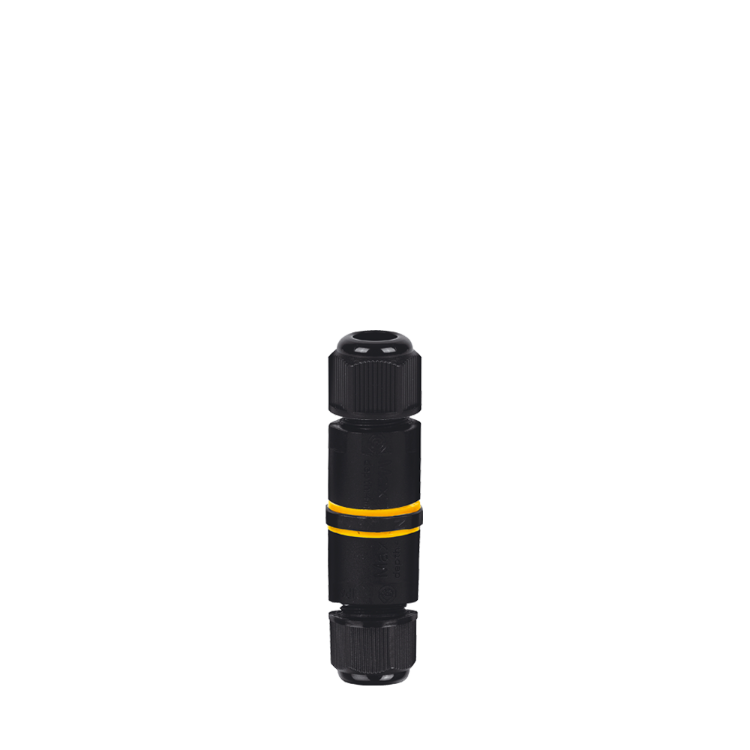 Ficha empalme IP65 3 pines protección UV 1 entrada 1 salida. AC 450V 13,5A. diam 4-8 mm – Inteck FEE-IP65-X1-48