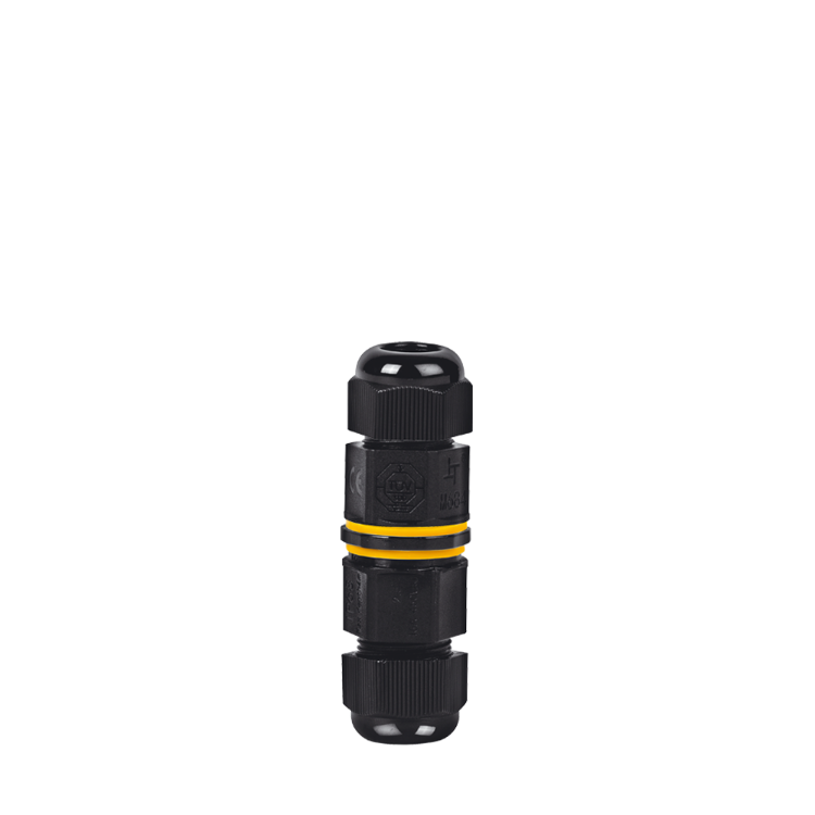 Ficha empalme IP65 3 pines protección UV 1 entrada 1 salida. AC 450V 24A. diam 9-12 mm – Inteck FEE-IP65-X1-912