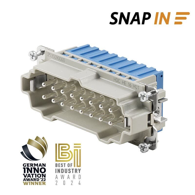 HDC - conector, Macho, 500 V, 16 A, Número de polos: 16, Snap-In, Tamaño de instalación: 6 – Weidmüller HDC HE 16 N MQT BL