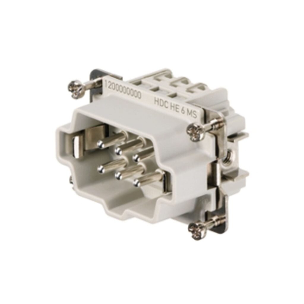 HDC - conector, Macho, 500 V, 24 A, Número de polos: 6, Conexión brida-tornillo, Tamaño de instalación: 3 – Weidmüller HDC HE 6 MS