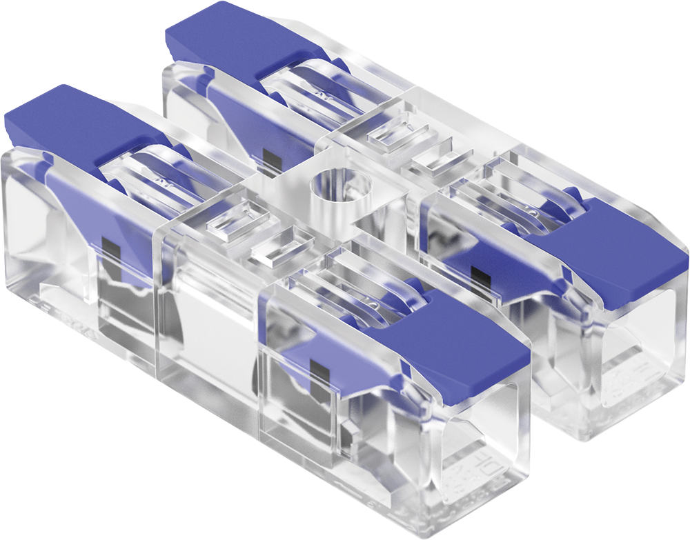 Bornera de empalme, 2 polos doble, 2 vías electricas, Ui 250V, 32A MAX, 0.2-4 mm – Inteck IB-2X2-4MM