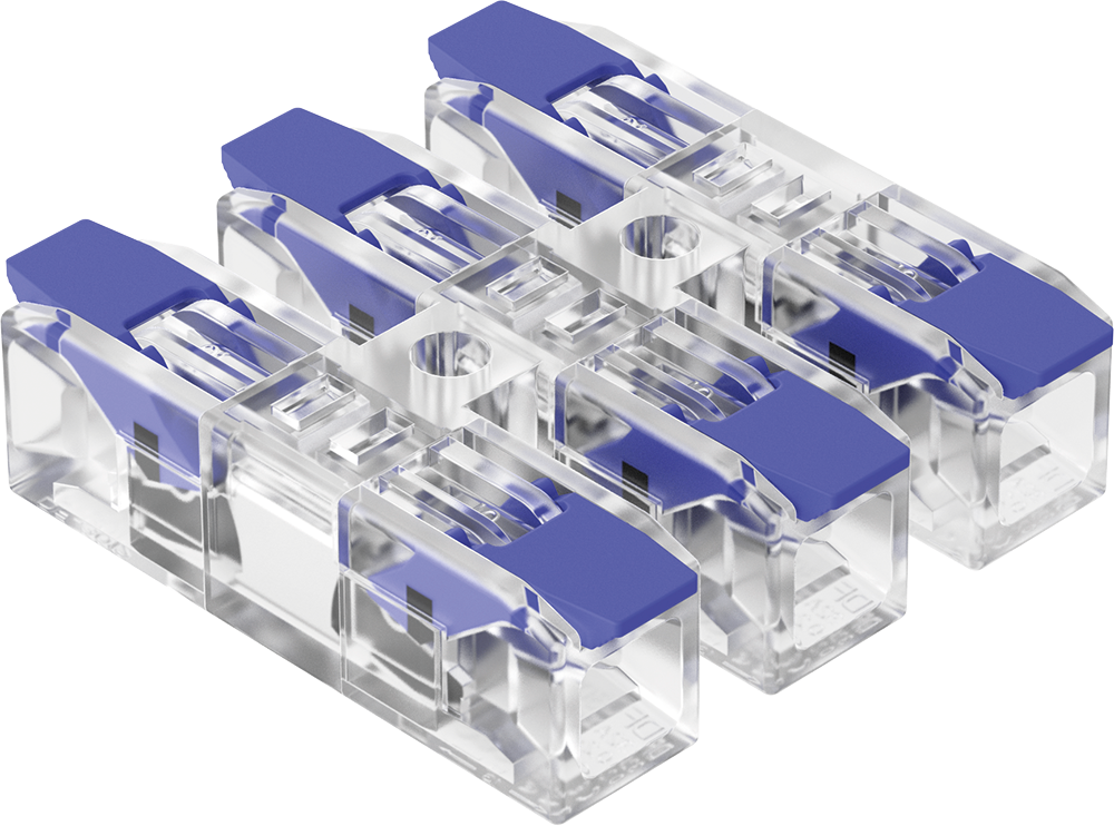 Bornera de empalme, 2 polos triple, 3 vías electricas, Ui 450V, 32A MAX, 0.2-4 mm – Inteck IB-2X3-4MM