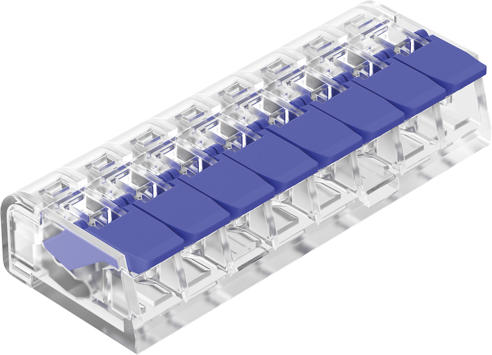 Bornera de empalme, 8 polos, 1 VIA electrica, Ui 450V, 32A MAX, 0.2-4 mm – Inteck IB-8P-4MM