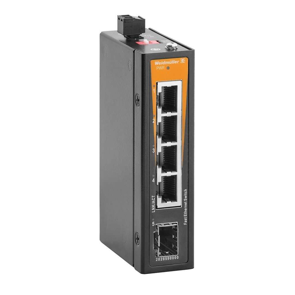 Switch de RED, sin gestion, Fast Ethernet, Número de puertos: 4x RJ45, 1x 100BaseSFP slot, IP40, -10 °C...60 °C IE-SW-ELB-05-4TX-1FESFP – Weidmüller