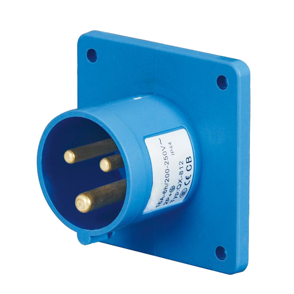 Ficha empotrar 1P+N+T, 6H, 16A, 220V, IP44, azul – Inteck IFI-FE3-16A220V-IP44