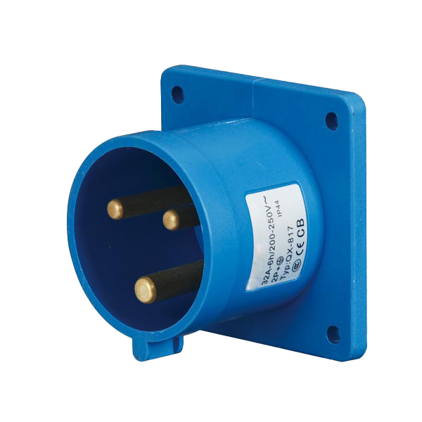 Ficha empotrar 1P+N+T, 6H, 32A, 220V, IP44, azul – Inteck IFI-FE3-32A220V-IP44