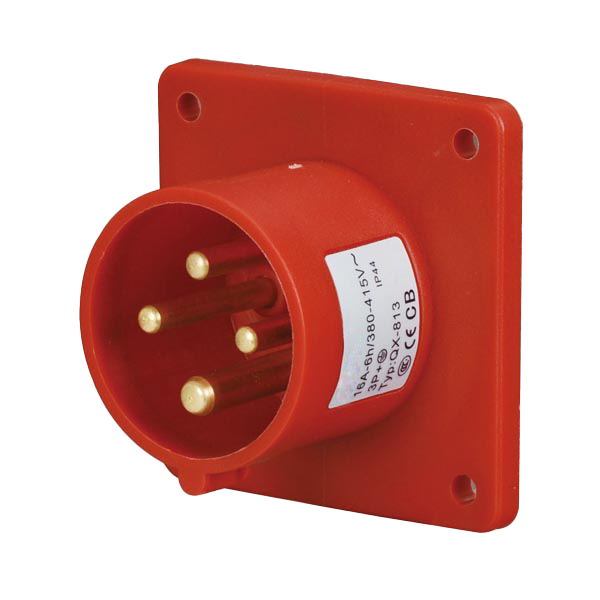 Ficha empotrar 3P+T, 6H, 16A, 380V, IP44, rojo – Inteck IFI-FE4-16A380V-IP44