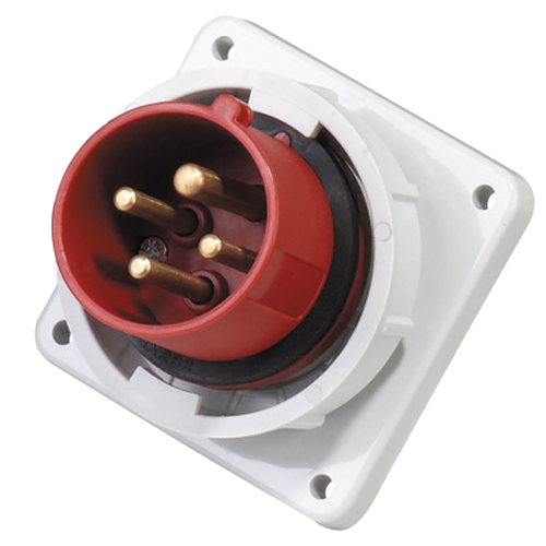 Ficha empotrar 3P+T, 6H, 16A, 380V, IP67, rojo – Inteck IFI-FE4-16A380V-IP67