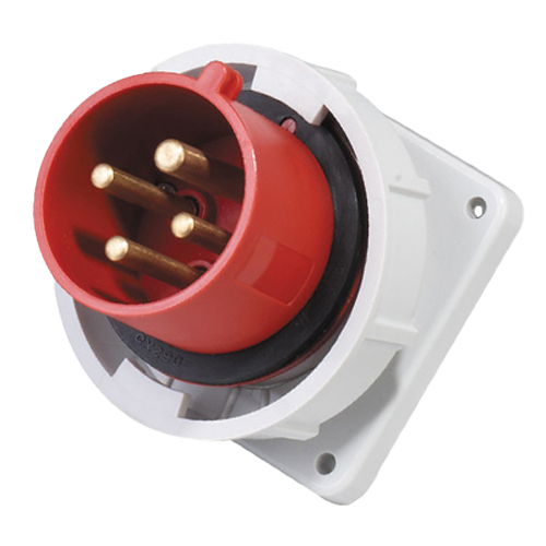 Ficha empotrar 3P+T, 6H, 32A, 380V, IP67, rojo – Inteck IFI-FE4-32A380V-IP67