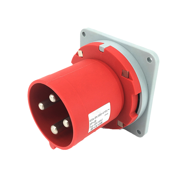 Ficha empotrar 3P+T, 6H, 63A, 380V, IP44, rojo – Inteck IFI-FE4-63A380V-IP44